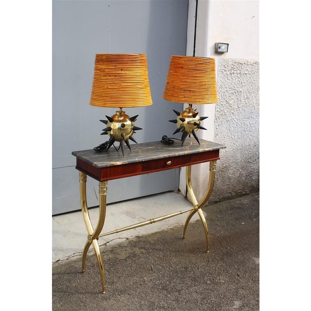 Italian Table Lamps in Brass, Metal & Bamboo, 1950s, Set of 2 For Sale - Image 11 of 17
