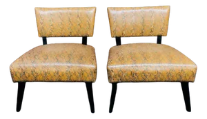 Set of Imitation Snake Leather Lounge Chairs, 1980s