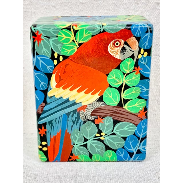Vintage Hand Painted Wooden Parrot Box For Sale - Image 11 of 11