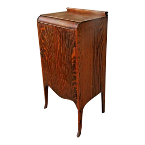 1920s Antique Sheet Music Tiger Oak Cabinet, Record Cabinet, Side Table