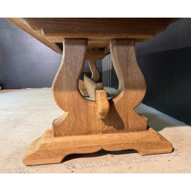 Brown French Bleached Oak Farmhouse Dining Table, 1920s For Sale - Image 8 of 18