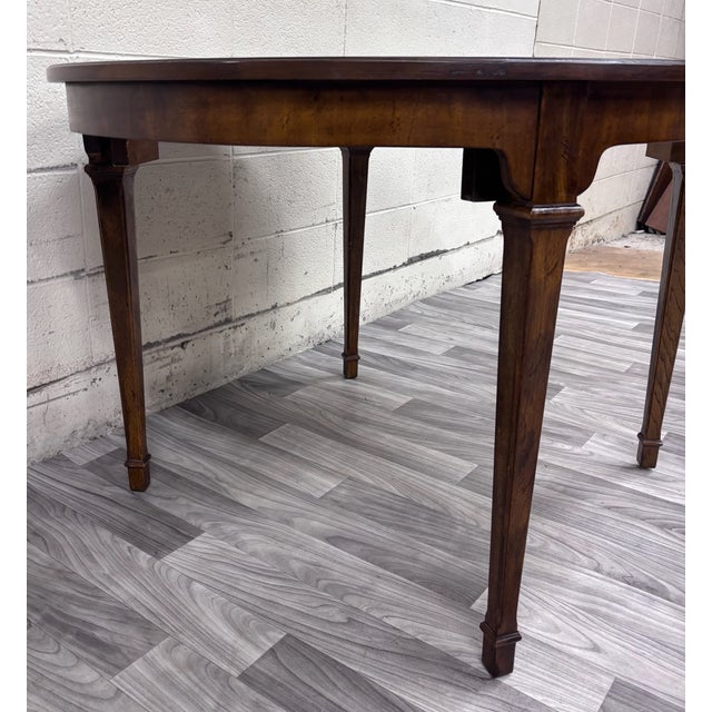 Brown Vintage Drexel Passage Mahogany Sunburst Veneer Round Extension Dining Table For Sale - Image 8 of 12