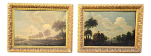 French School Artist, Landscapes, Oil Paintings on Panel, 19th Century, Framed, Set of 2