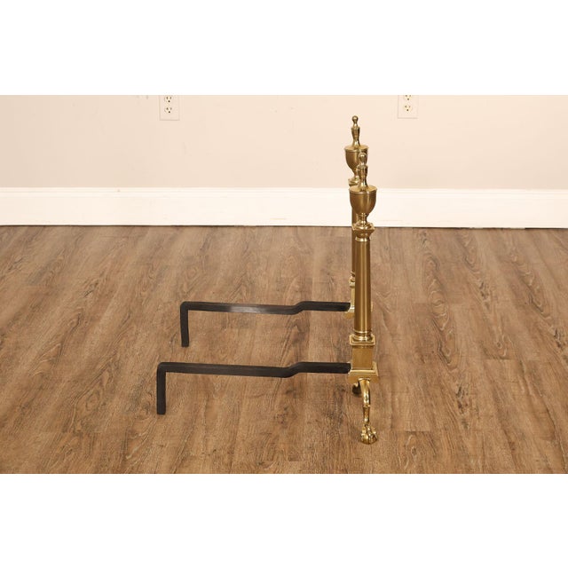Federal Style Pair Of Brass Andirons For Sale In Philadelphia - Image 6 of 18