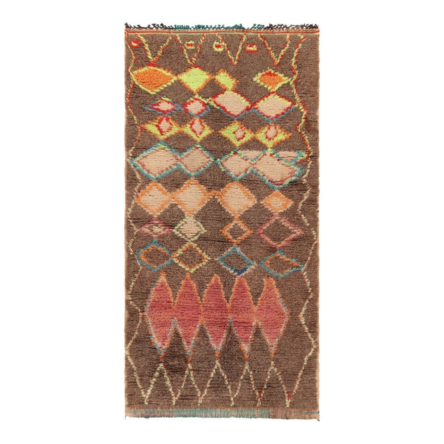 Vintage Moroccan Runner Rug With Colorful Diamond Medallions - Rug & Kilim For Sale