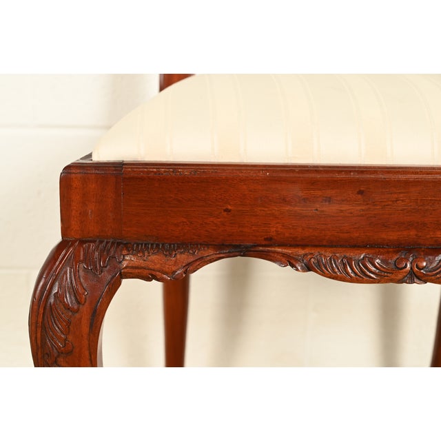 Brown Baker Furniture Style Chippendale Carved Mahogany Side Chairs or Dining Chairs, Pair For Sale - Image 8 of 14