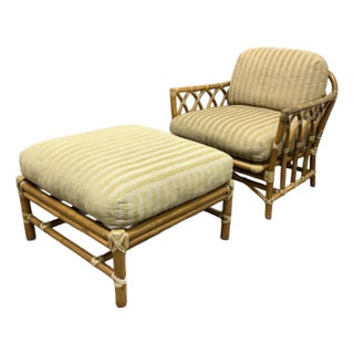 McGuire Furniture Cathedral Lounge Chair + Ottoman, Vintage For Sale