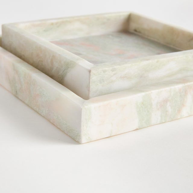 Early 21st Century Johanna Square Marble Trays Small, Set Of 2 For Sale - Image 5 of 5