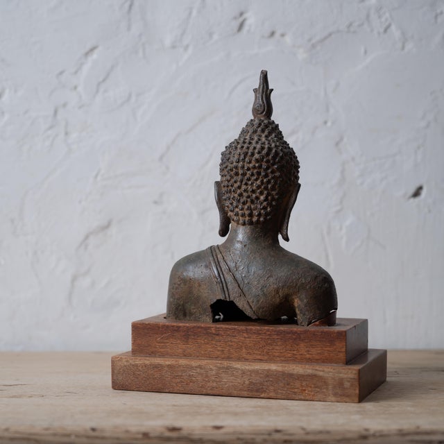 19th Century Bronze Bust of Buddha, Sukhothai Style For Sale - Image 5 of 6