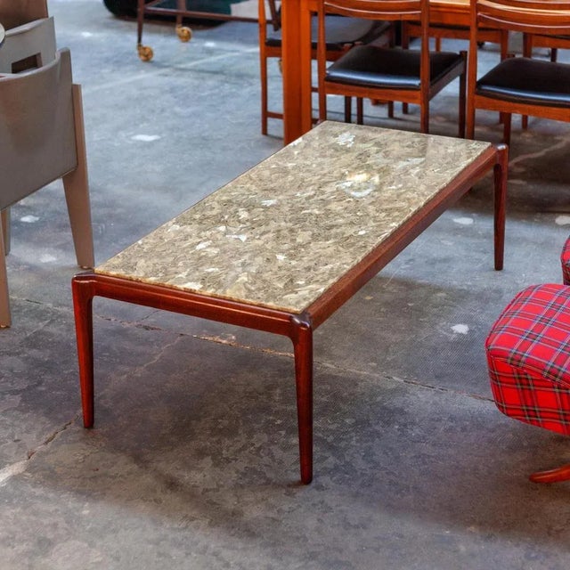Mid-Century Modern Large Marble and Teak Coffee Table, 1960s For Sale - Image 3 of 9