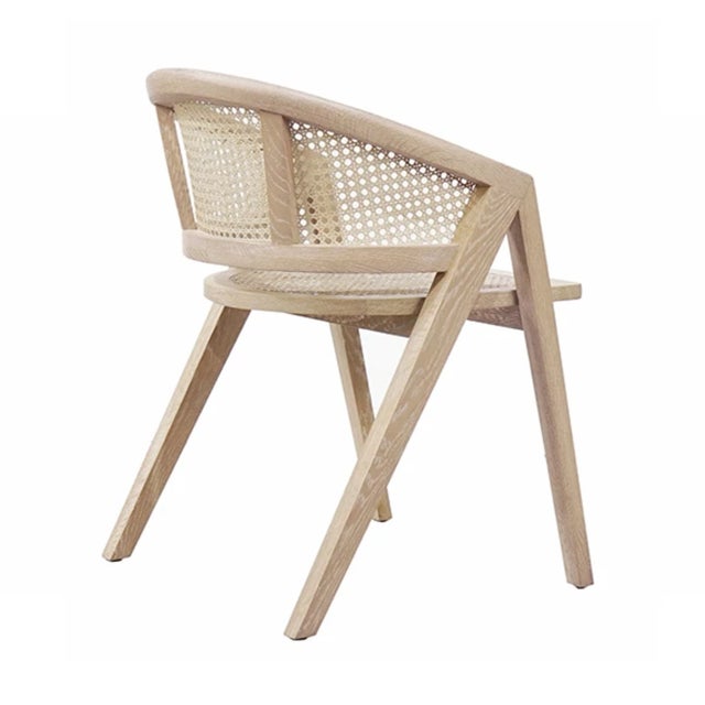 2020s Matthew Izzo Home Aero Cerused Oak Caned Barrel Back Dining Chair For Sale - Image 5 of 5
