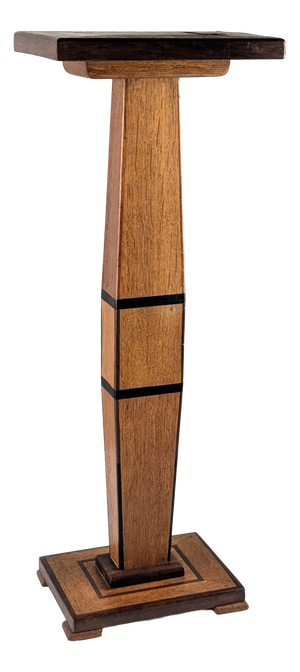 Art Deco Wooden Pedestal Column with Geometric Marquetry, France, 1920s