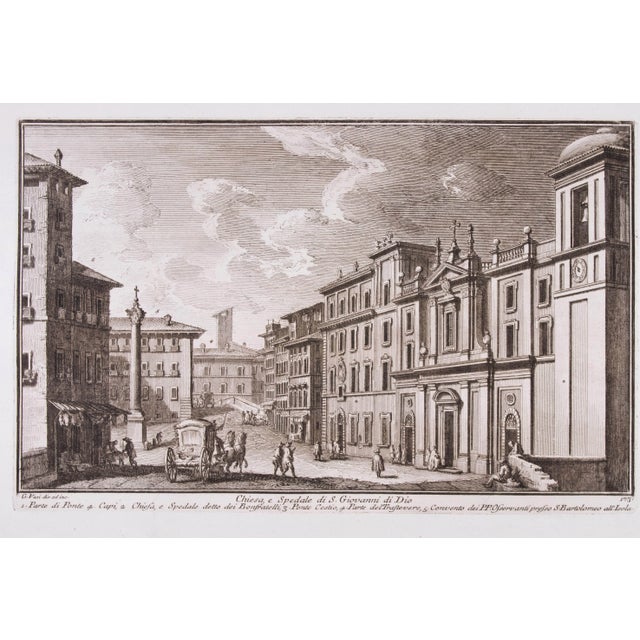 Giuseppe Vasi, Chiesa e Spedale di S.Giovanni di Dio, Etching, Late 18th Century For Sale