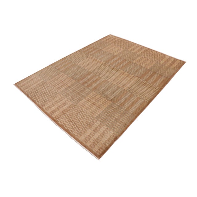 Abstract Boho Chic Gabbeh Brown/Beige Wool Rug - 10'0'' X 13'4'' For Sale - Image 3 of 10