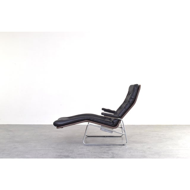 Bauhaus Leather and Chrome Model Fenix Chaise Lounge by Sam Larsson for Dux, 1960s For Sale - Image 6 of 17