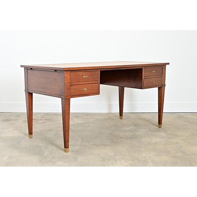 Wood French 20th Century Mahogany and Leather-top Desk For Sale - Image 7 of 14