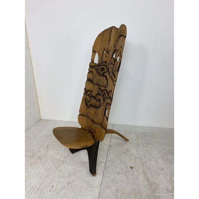 African Hand Carved Tribal Chair, 1960s For Sale - Image 11 of 12