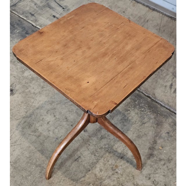 Antique Tiger Maple Federal Style Single Drawer Occasional Table Bench Made For Sale - Image 4 of 6