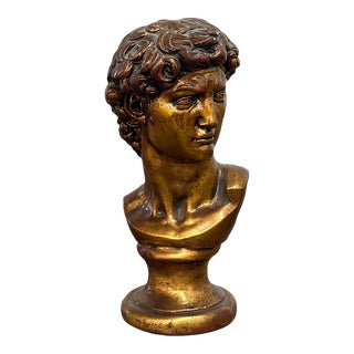 1980s Bust of David Plaster Sculpture in Gold For Sale