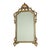 A classic Rococo-style gilded mirror featuring a decorative crest with acanthus leaves and colorful floral motifs; made of...