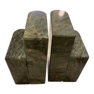 1960s Mid Century Green Marble Bookends - a Pair For Sale