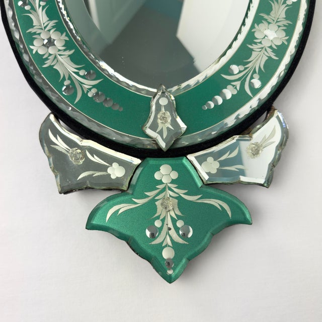 Italian Early 20th Century Venetian Glass Mirror - Etched & Reverse Painted For Sale - Image 3 of 12