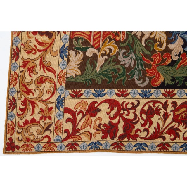 1960s Vintage Needlepoint Handmade Geometric Multicolor Wool Rug For Sale - Image 4 of 7