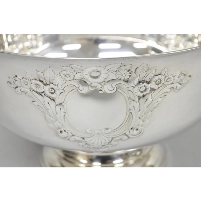 Mid 20th Century Victorian Floral Repousse Silver Plated Punch Bowl Champagne Chiller Ice Bucket For Sale - Image 4 of 14