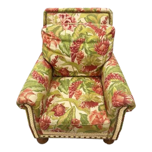 Palm Beach Tropical Print & Seagrass Accent Chair