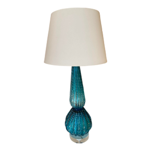 1950s Turquoise Mid Century Glass Table Lamp