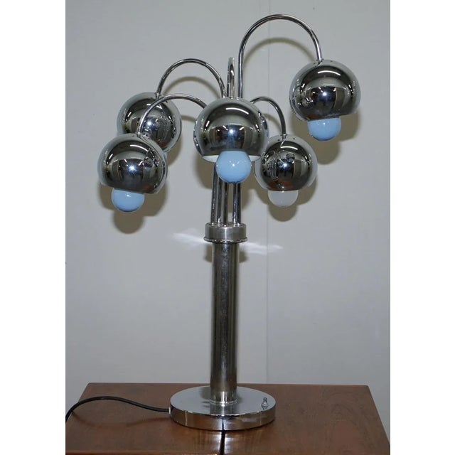 Large American Atomic Table Lamps in Polished Chrome, 1940s, Set of 2 For Sale - Image 9 of 14