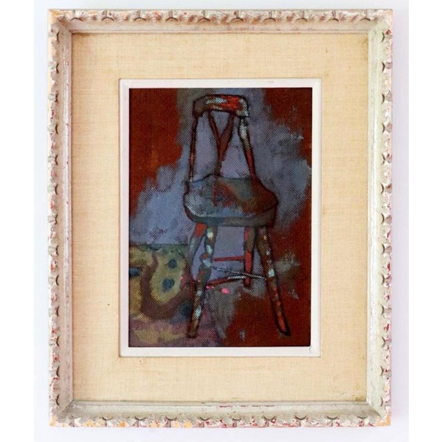 Red Joseph Solman, Oil Painting Interior Scene Chair w Chinese Rug Joseph Solman American Art WPA For Sale - Image 8 of 8