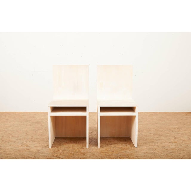 Chairs in Wood Construction with Shelf and White Stained by Felice Dittli, 2006, Set of 2 For Sale - Image 13 of 13