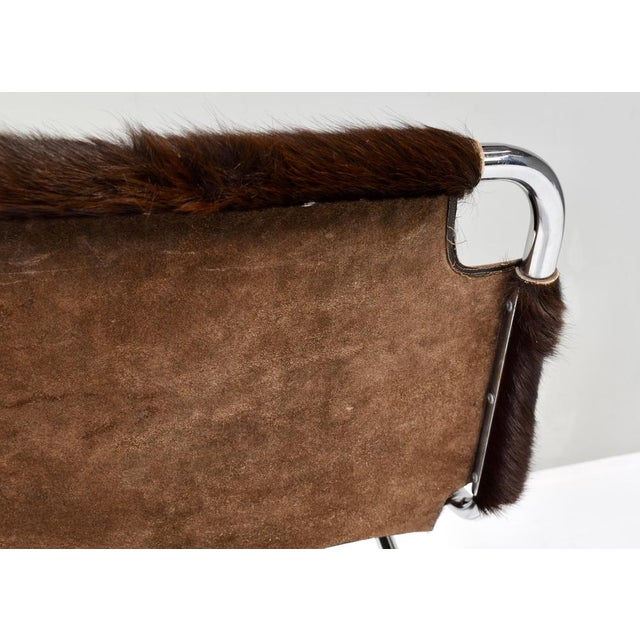 Vintage Italian Chair in Cowhide and Chrome, 1970s For Sale - Image 15 of 16