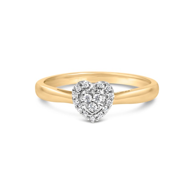 14K Yellow Gold Plated .925 Sterling Silver 1/10 Cttw Round-Cut Diamond Heart Engagement Ring (I-J Color, I3 Clarity) - Size 5 For Sale