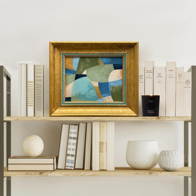 This is a new blue and green based color-block painting inspired by natural elements and shapes. The oil painting is done...