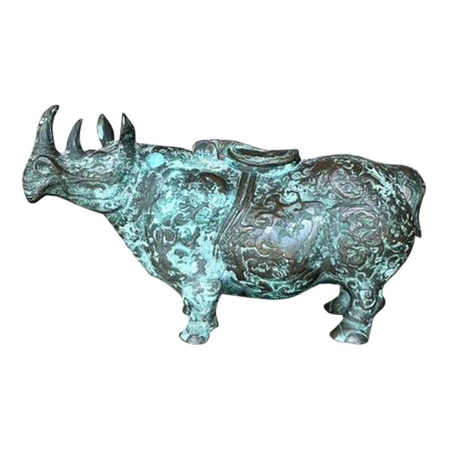 Vintage Asian Bronze Temple Rhino For Sale