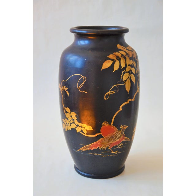 Antique Japanese Black Lacquered Vase Chairish