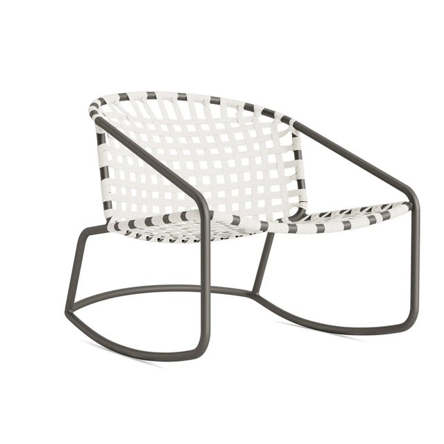 Brown Jordan Kantan Aluminum Vinyl Motion Lounge Chair, Mica frame with White Lite fabric For Sale - Image 12 of 12