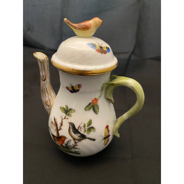 Realism Mid 20th Century Herend Rothschild Bird Small Coffee Espresso Pot For Sale - Image 3 of 4