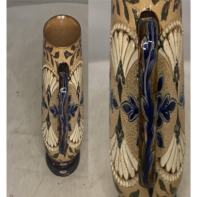 Art Nouveau Antique Doulton Lambeth Stoneware Mug, c. 1881, Floral Design For Sale - Image 3 of 10