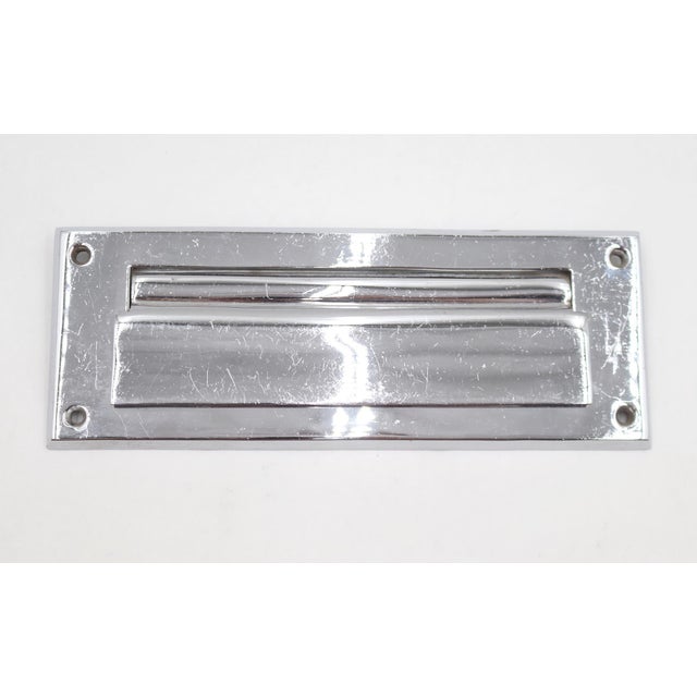 Traditional Vintage 9.875 In. Rectangular Chromed Brass Mail Slot Set For Sale - Image 3 of 8