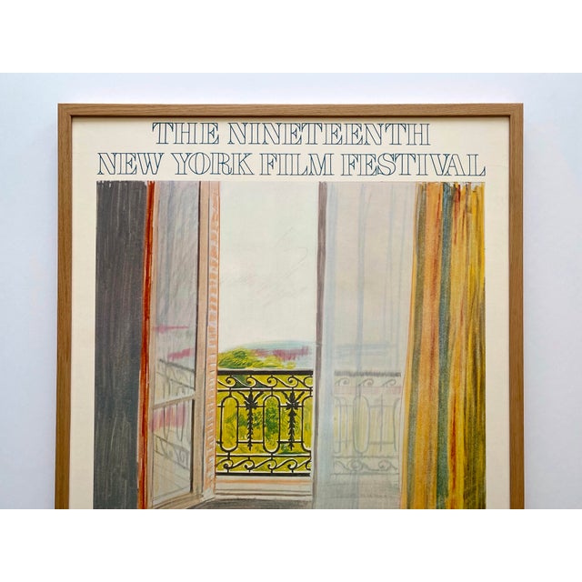 This David Hockney very rare vintage 1981 lithograph print custom framed large New York Film Festival poster " Window,...