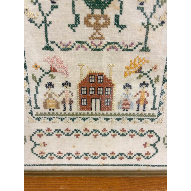 Large Cross Stitch Colonial Sampler For Sale - Image 4 of 5