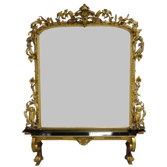 Very & Impressive Victorian English Gilt Overmantle Mirror For Sale