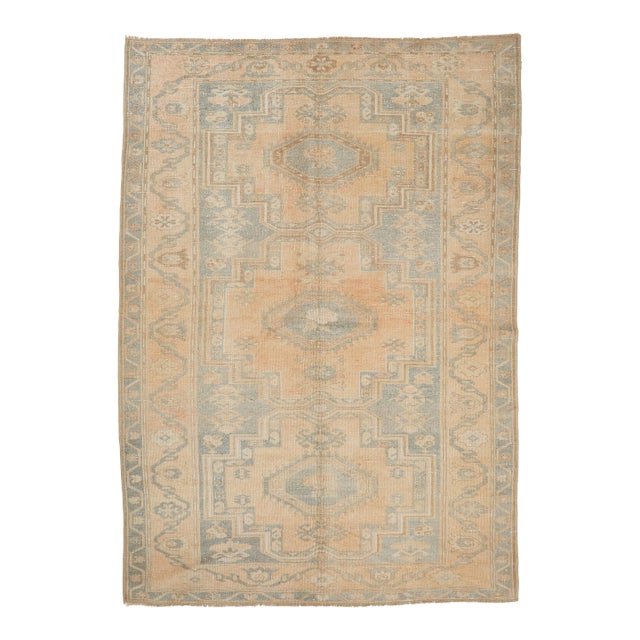 Mid 20th Century Vintage Washed Out Wool Rug | Chairish