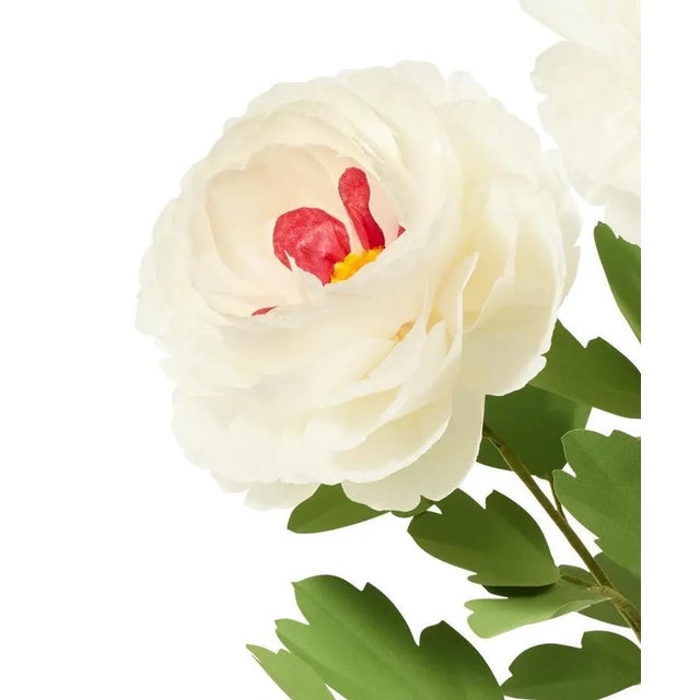 Paper Peony Tree with 3 blooms and 2 buds in a beautiful aged terra cotta pot. Approximately 31” tall, 23” at widest...