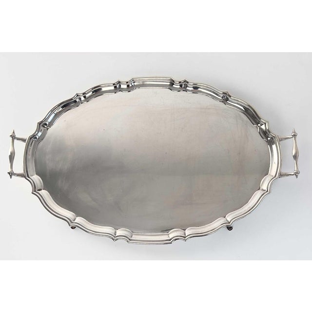 Oval Silver Plated Tray For Sale - Image 3 of 4