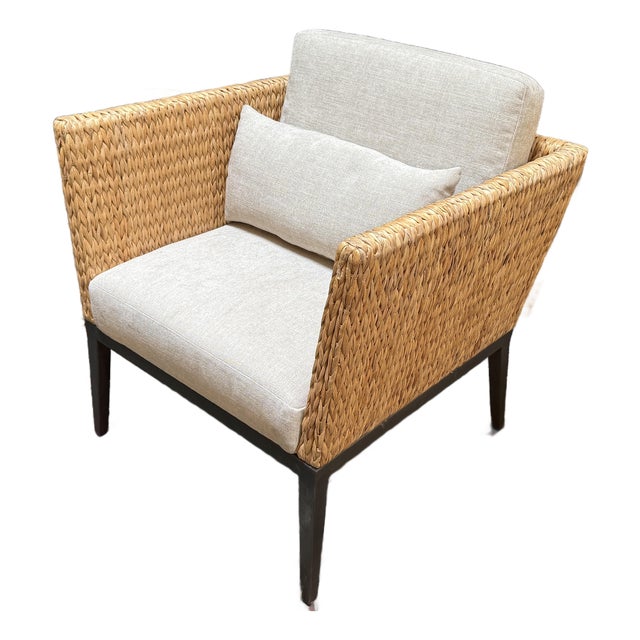 Brownstone Seagrass + Linen Occasional Chair, Prototype For Sale