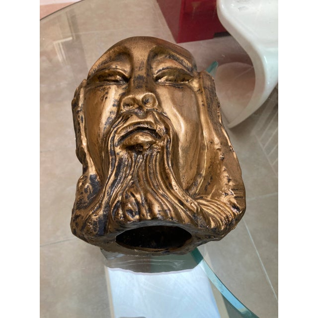 1950s Vintage Mid-20th Century Asian Male Head Bust For Sale - Image 5 of 6